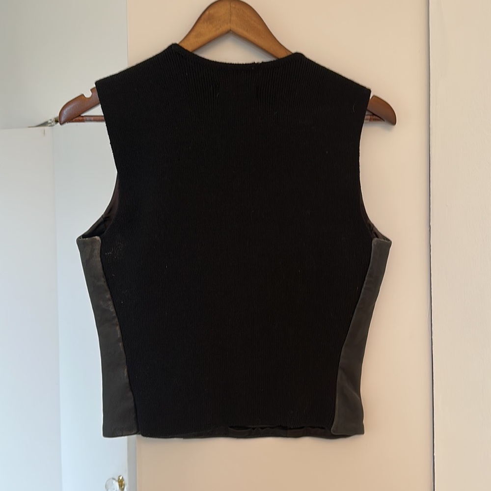 Vintage 90’s Banana Republic Leather & Wool Vest Pullover Sz 8 or M - GORGEOUS - Picture 6 of 12